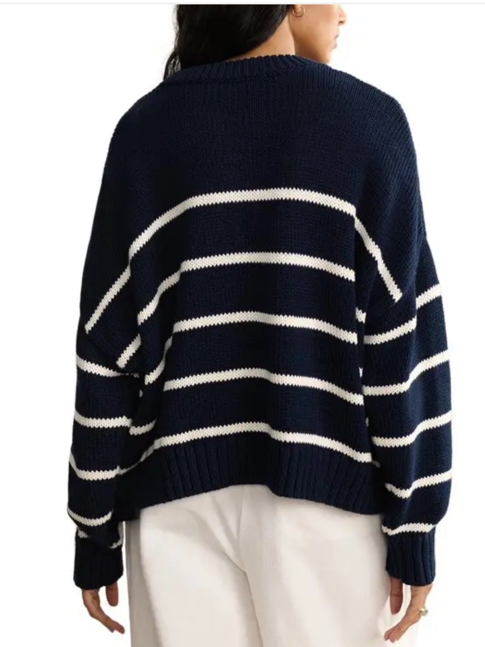 Jenni Kayne Chloe Navy and Cream Striped Sweater - Picture 5 of 8